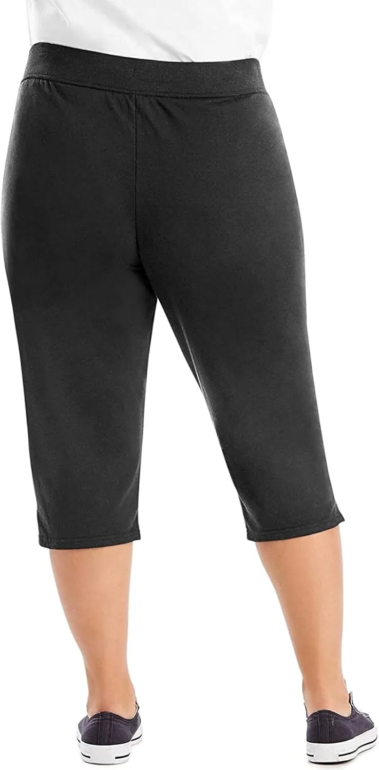 Women Hollow Design Solid Plus Size High Waist Leggings Capri Pants Stretch Workout Pant