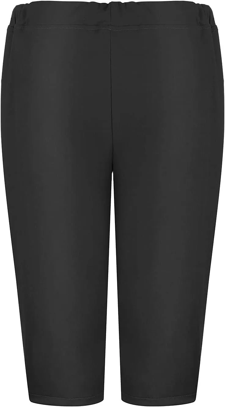 Women Hollow Design Solid Plus Size High Waist Leggings Capri Pants Stretch Workout Pant
