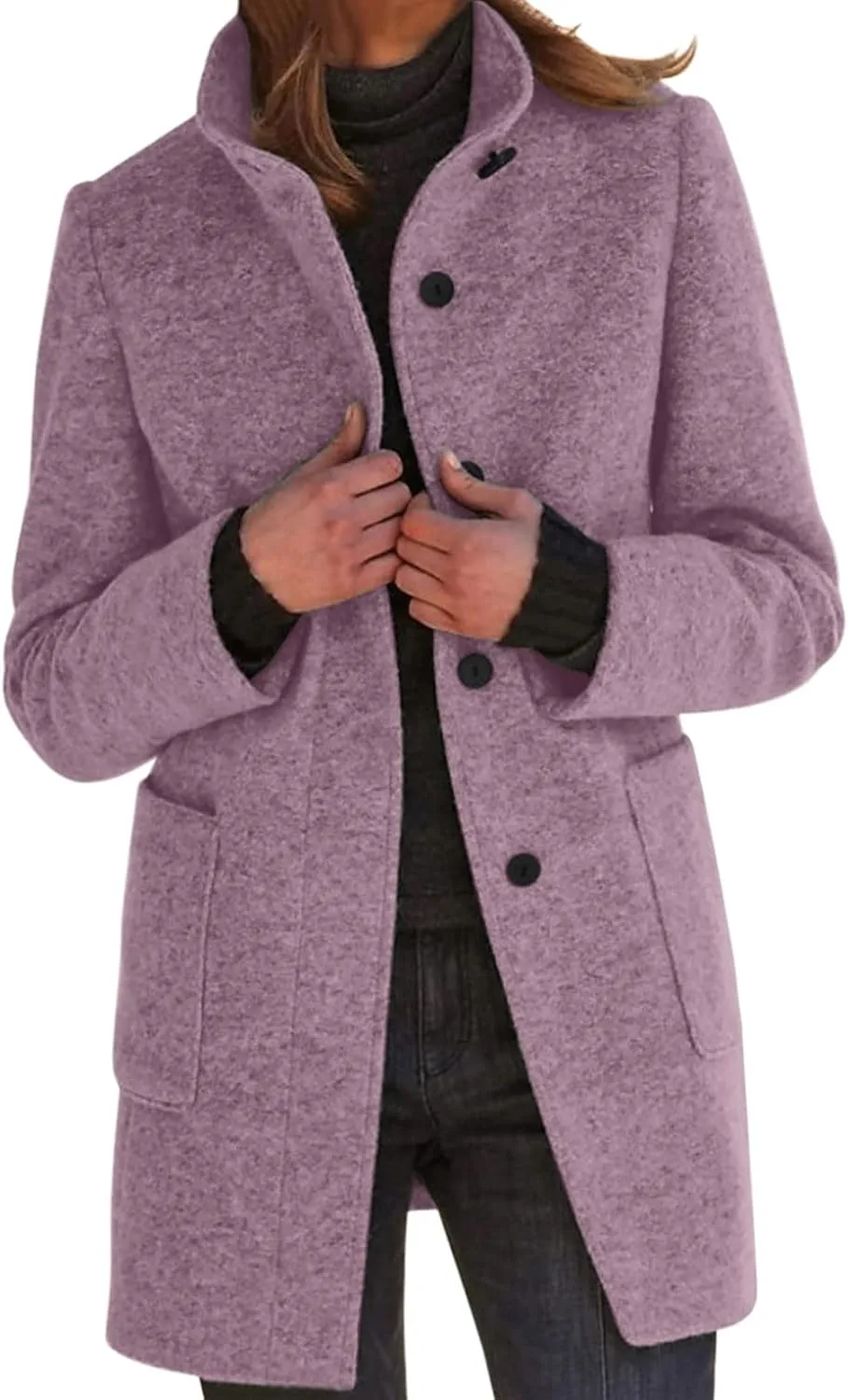 Womens Blazer Dressy Casual,Wool Cardigan Coats with Pockets Ladies Lapel Long Womens Blazer Dresses Midi Length