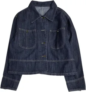 Women's Casual Button Jeans Loose Blue Lapel Washed Denim Jacket Y2k