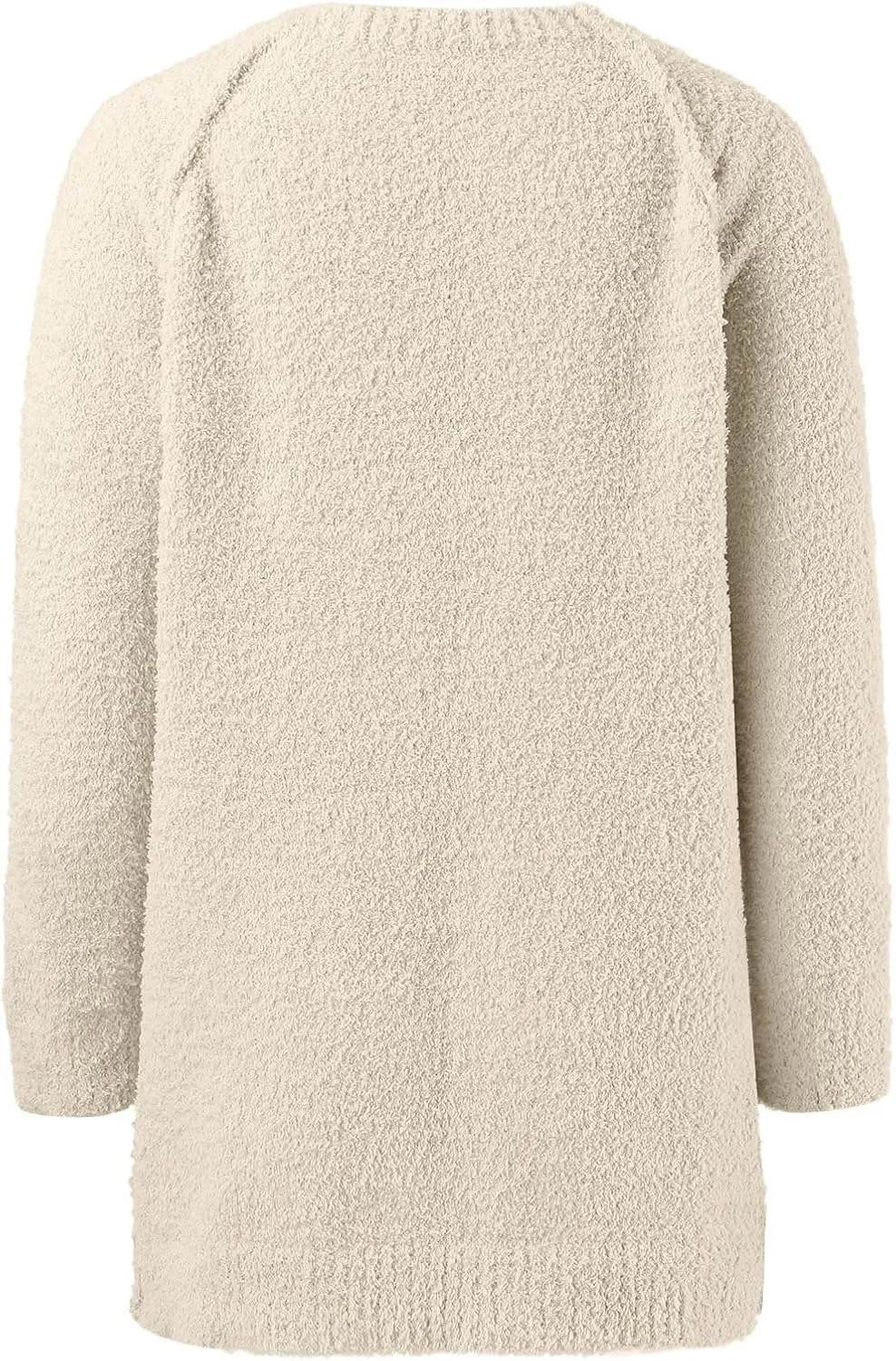 Womens Oversized Knit Sweater Creweneck Fleece Sweater Knit Chunky Loose Pullover Round Neck Plush Sweater