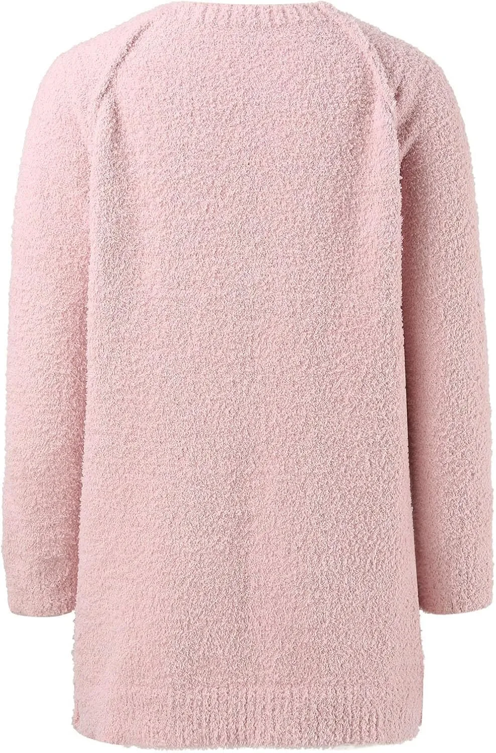 Womens Oversized Knit Sweater Creweneck Fleece Sweater Knit Chunky Loose Pullover Round Neck Plush Sweater