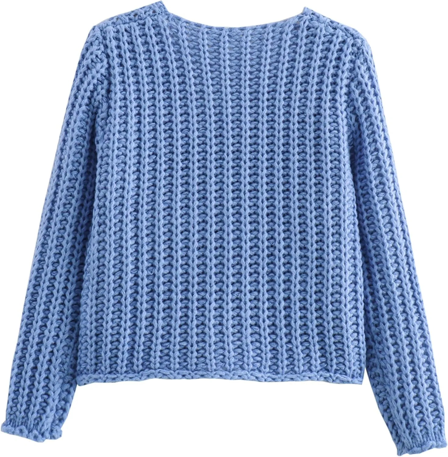 Zhiyouni Women's Cropped Cardigan Sweater Long Sleeves Button Down Chunky Knitted Coat