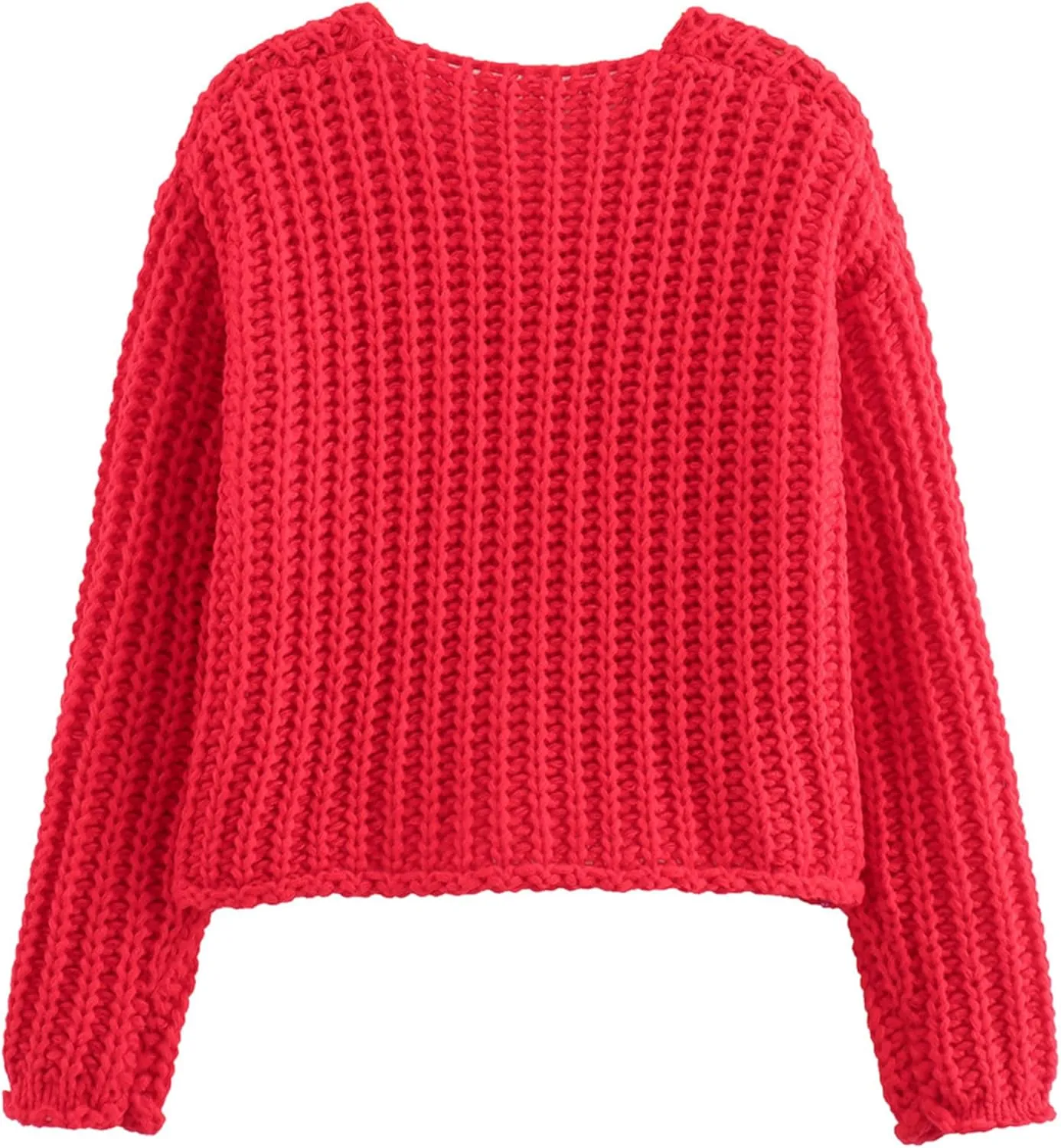 Zhiyouni Women's Cropped Cardigan Sweater Long Sleeves Button Down Chunky Knitted Coat