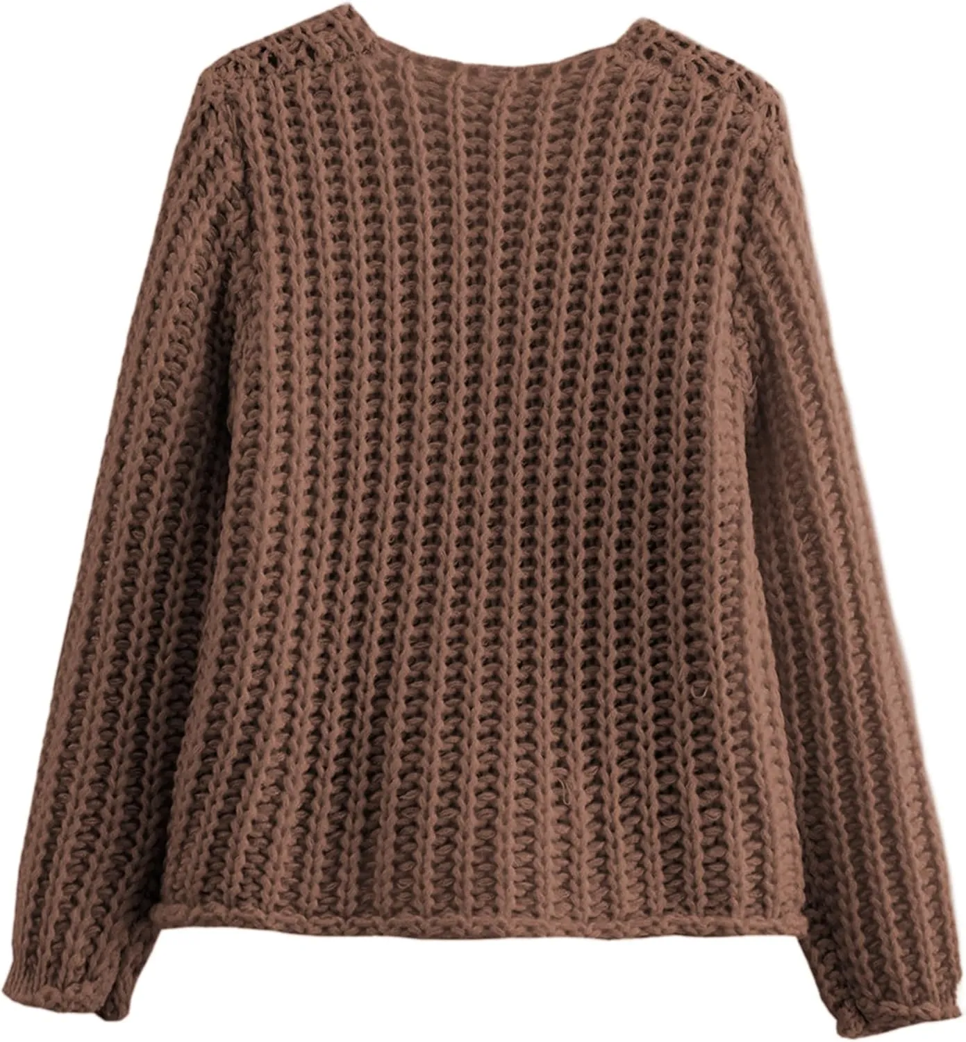 Zhiyouni Women's Cropped Cardigan Sweater Long Sleeves Button Down Chunky Knitted Coat